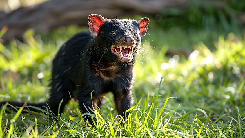 A Tasmanian devil, a meat-eating marsupial.