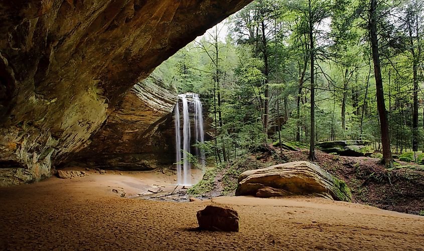 The waterfall at Ash Cave in Ohio's Hocking Hills State Park