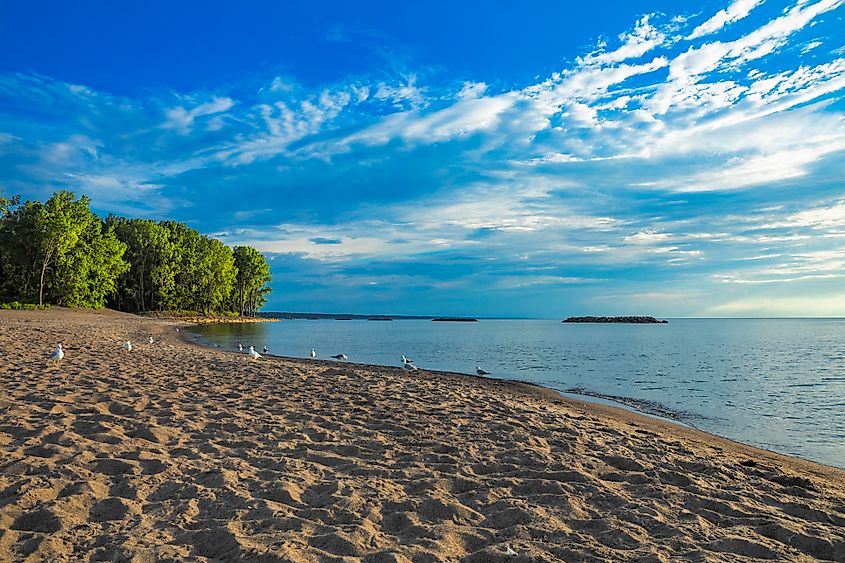 A view of Lake Erie's shoreline in Erie Pennsylvania