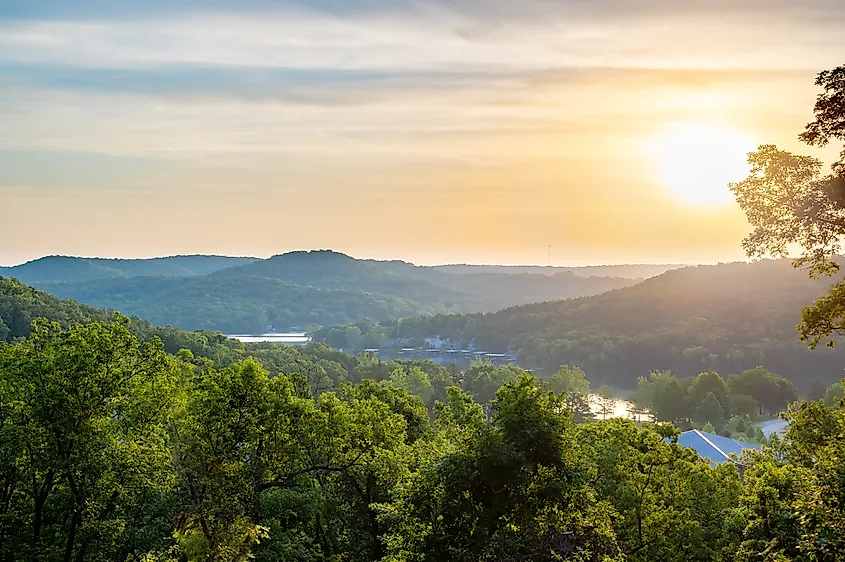 Sunrise over Lake of the Ozarks in Missouri.