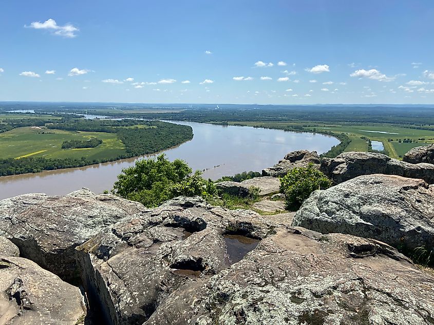 View of the landscape from an overlook at Petit Jean State Park