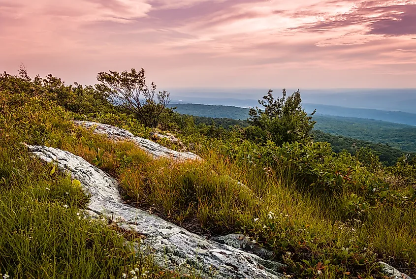 View of the sunset from an overlook in High Point State Park