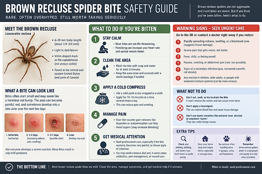 A brown recluse bite safety guide infographic