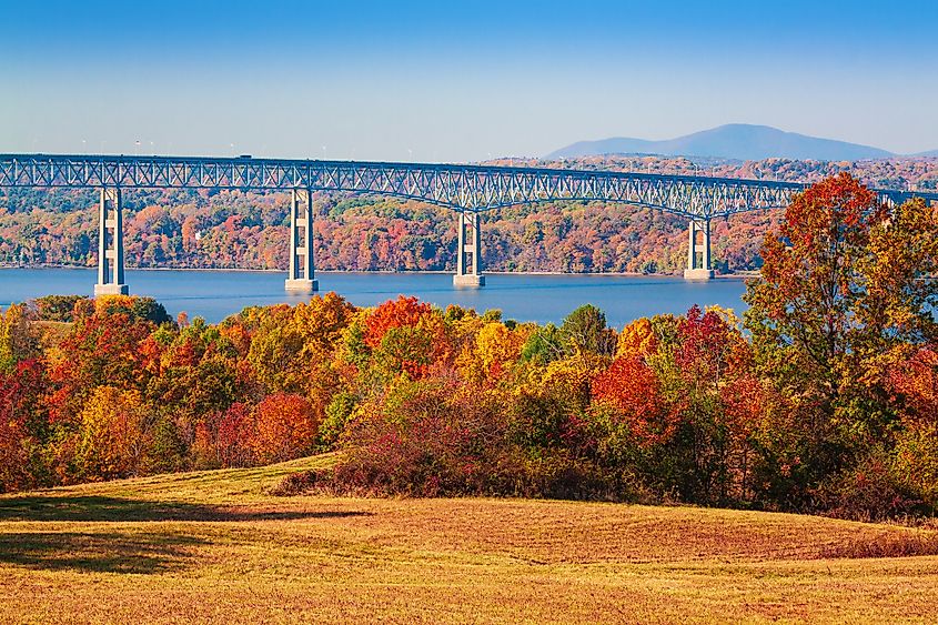 View of the Kingston-Rhinecliff Bridge and Hudson River