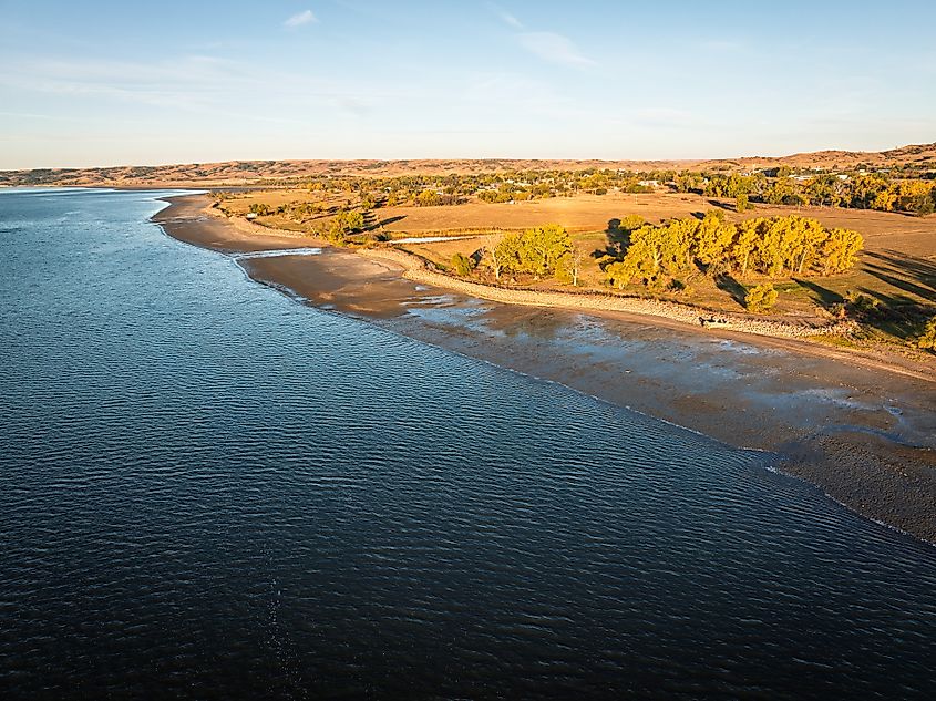 An aerial view of the Missouri River in South Dakota