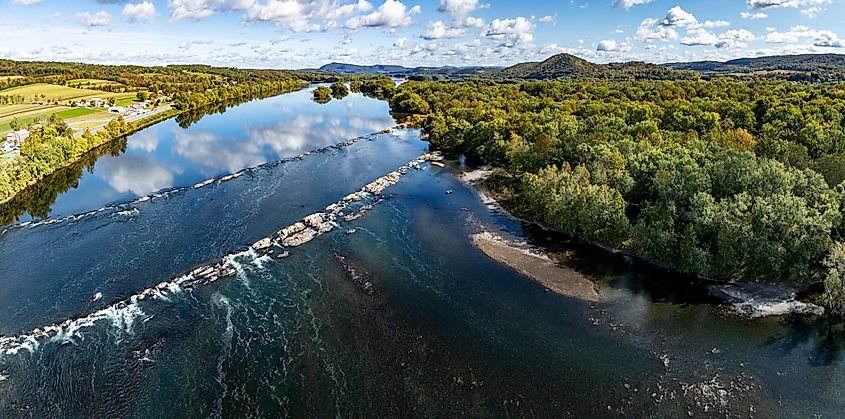 An aerial view of the Susquehanna River in Pennsylvania