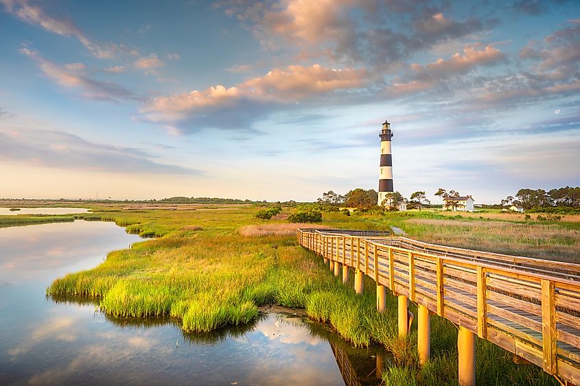 View of the Bodie Island Lighthouse in Cape Hatteras National Seashore