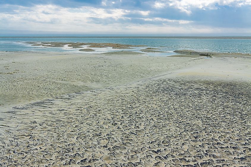 View of the tidal flats on North Beach, Tybee Island