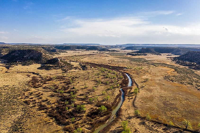 View of the canyon and terrain at Comanche National Grassland