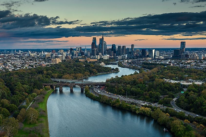 A view of the Schuylkill River in Philadelphia, Pennsylvania