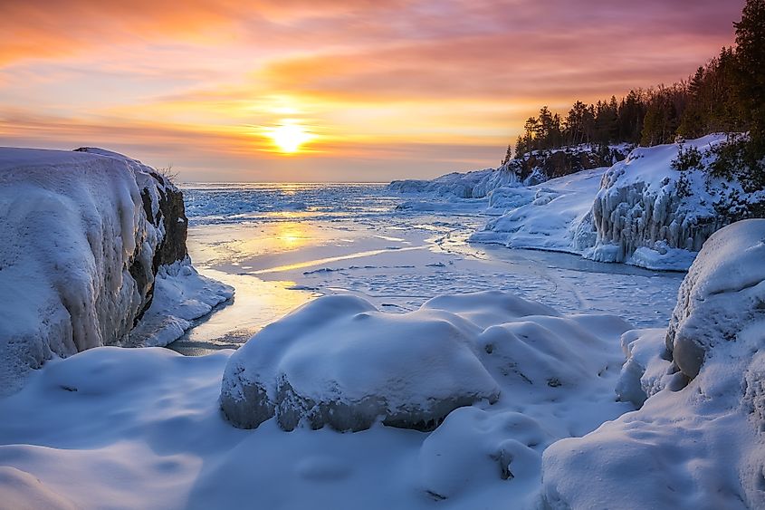 View of Lake Superior during winter