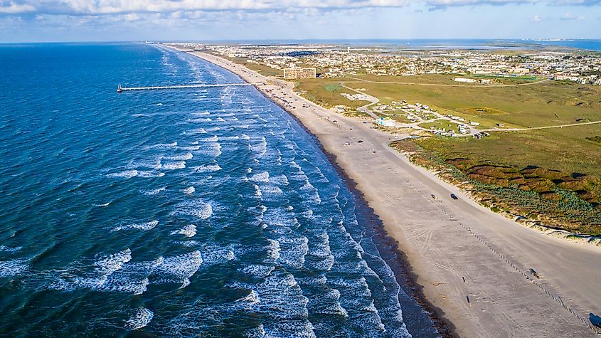 A view of Padre Island's shoreline, Texas