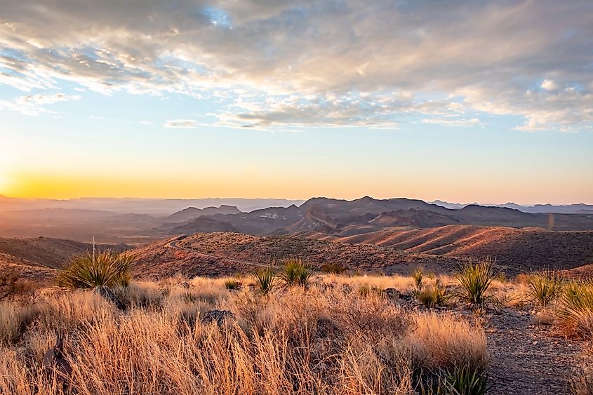 A view of the mountains and desert at Big Bend National Park Texas