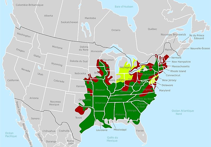 A Timber rattlesnake range map