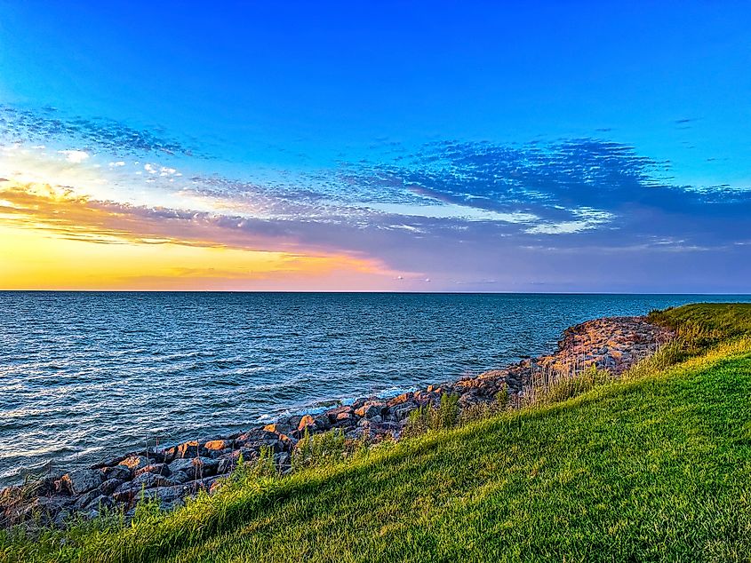 The shoreline of Lake Erie in Ohio
