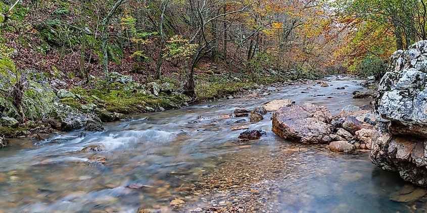 View of The Little Missouri River in the Arkansas Ouachita Mountains