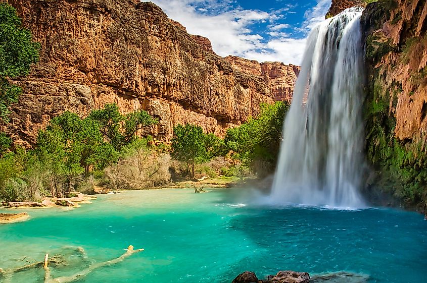 View of the Havasu Falls at the Grand Canyon